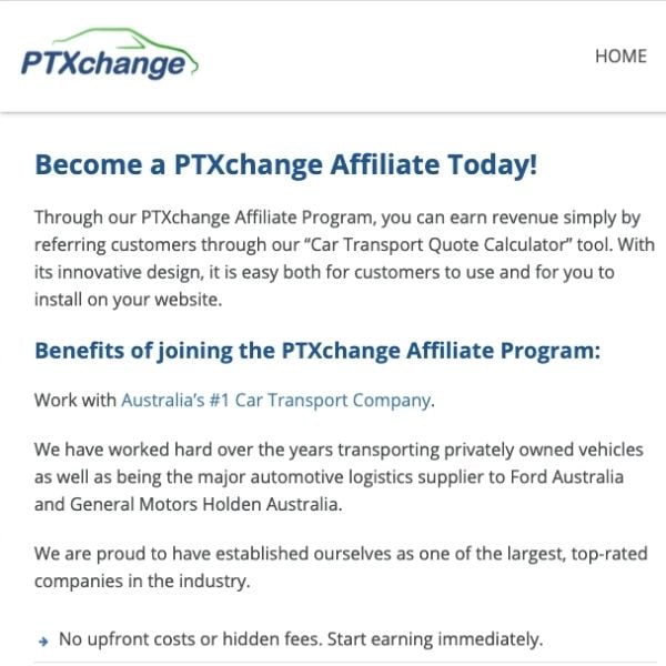 PTXchange affiliate program developed by Semantia